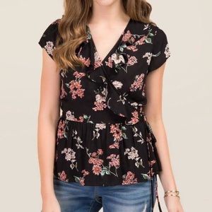 Francescas’s Floral Wrap Top